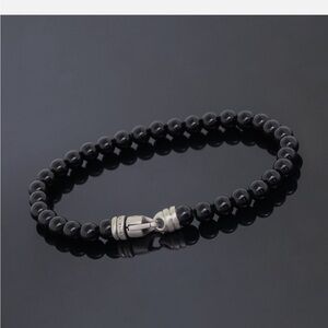 David Yurman Men's 6MM 925 Silver Black Onyx Spiritual Beads Bracelet 8.5"